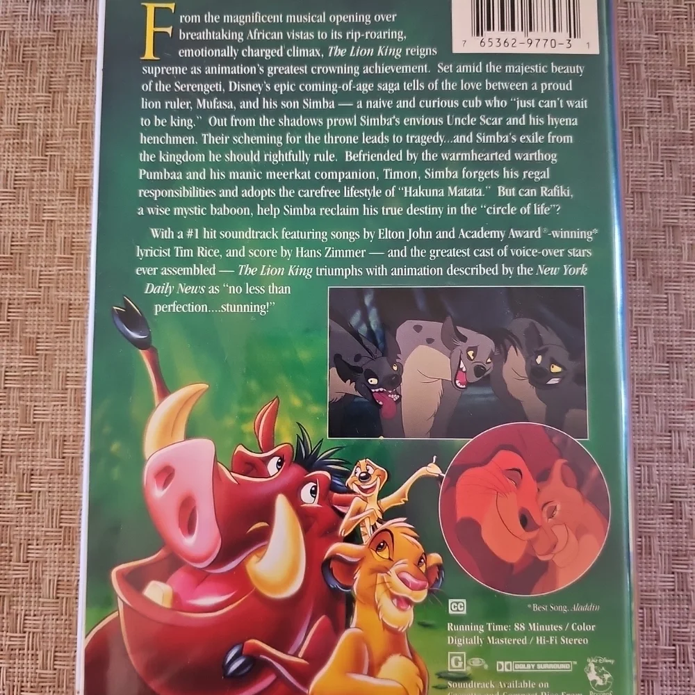 Walt Disney Masterpiece The Lion King VHS